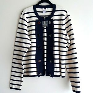 Chico's Striped  Double Button Knit Cardigan